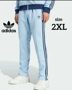 2024年製 Adidas トラックパンツ 水色 白 ストレート トレフォイル