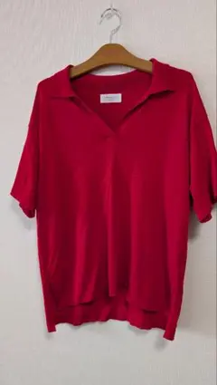 【OPAQUE.CLIP】赤系　半袖Ｌサイズ　レーヨン/ナイロン