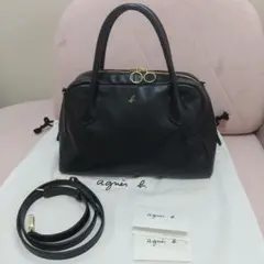 美品】 アンリークイール ハンドバッグ ミニボストンバッグ 黒 犬 
