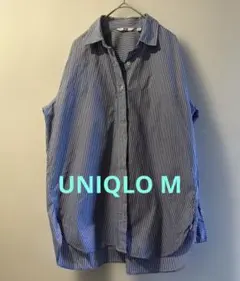 美品❗️UNIQLO ユニクロ　ストライプオーバーシャツ　コットン