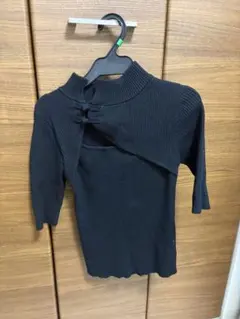 MURUA ブラック 五分袖ニット