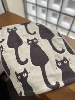 猫イラスト キッチンタオル コットン100％ 裏表色反転 新品