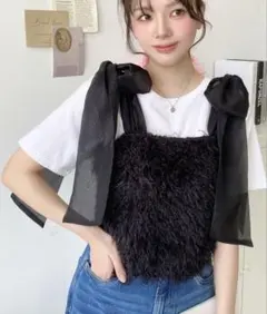 オーガンジーリボンフリンジビスチェ　日曜日まで限定値下げ！のサムネイル