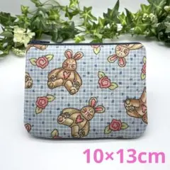 No.104　フラットポーチ ペタンコ ミニ うさぎ柄 カード収納 小銭入れ