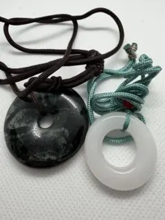 天然石 円形ネックレス2点セット