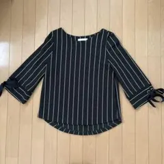 【土日限定セール】美品　七分袖シャツ　ストライプ　プルオーバー　M 秋冬素材