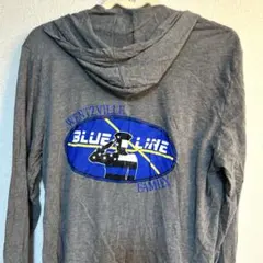 BELLA + CANVAS フード付き長袖Tシャツ グレーLパーカーTシャツL