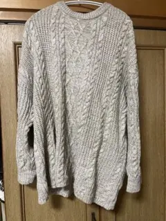 バックレースアップ ケーブルニット 長袖 ベージュ