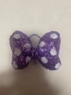 ミニーリボン ヘアゴム 紫