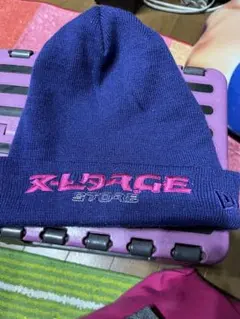 XLARGE New Era ニット帽 ビーニー パープル ピンク ストリート