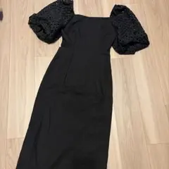パフスリーブ ロングワンピース ブラック