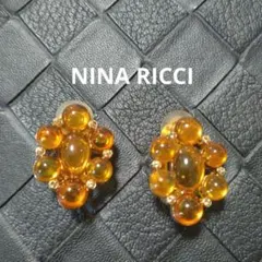 NINA RICCI　ニナリッチ　ヴィンテージイヤリング　イエローオレンジ