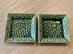 骨董　淡路珉平焼　タイルグリーン 陽刻　希少　5本爪龍紋　楕円形　豆皿 骨董 淡路珉平焼 タイルグリーン 陽刻 希少 5本爪龍紋 楕円形 豆皿