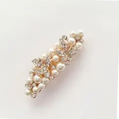 バレッタ ヘアクリップ 髪飾り 結婚式 パール 花 フラワー お呼ばれ 浴衣