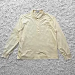 90s BURBERRY ホース ロゴ 刺繍 ポロシャツ M ライトイエローのサムネイル