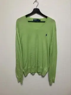 90s Polo by Ralph Lauren 黄緑Vネックニット M
