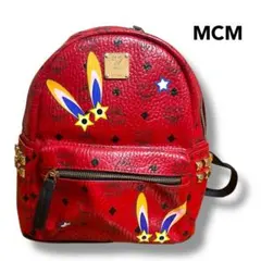 MCM 비세토스 배낭 배낭 스터드 프린트 접시