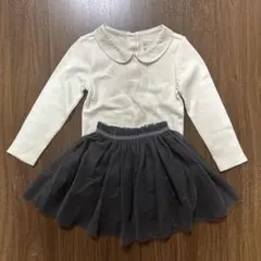 baby GAP 3歳用 アイボリーシャツ、ZARAグレーのチュールスカート