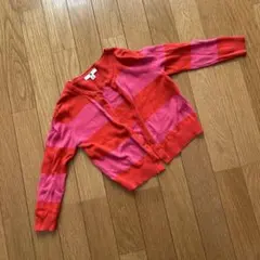 UNIQLO 赤とピンク ボーダー カーディガン 110 キッズ　子ども　女の子