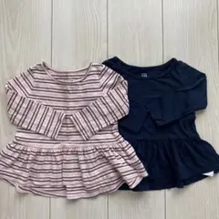 【babyGAP】ストライプ・ネイビー長袖トップス2枚セット 80cm