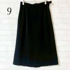 レリアン ブラック フレアスカート 後ろプリーツ付き 9 ウエストチャック