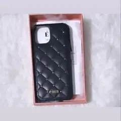 emu iPhoneケース14 ブラック 黒 キルティング