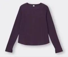 GU ソフトリブクルーネックT 長袖 パープル XL