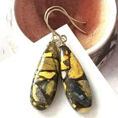 1点作品☺︎ 大粒変形ジャスパーピアス イヤリングに変更可能