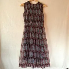 古着＊USED＊ロングワンピース＊花柄＊ノースリーブ＊レトロ＊9号＊Mサイズ