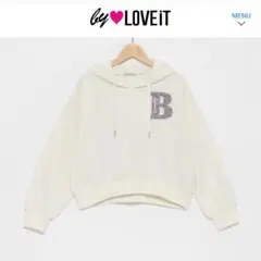 新品タグ付き　by LOVEiT 裏起毛ツイードワッペン風フーディプルオーバー