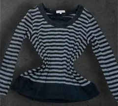 y2k Archiveダークコア ボーダーロンT 重ね着風 平成お兄系 v系