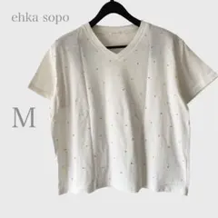 エヘカソポ　ビーズ付き半袖Tシャツ　ホワイト　Ｍ　カジュアルのサムネイル