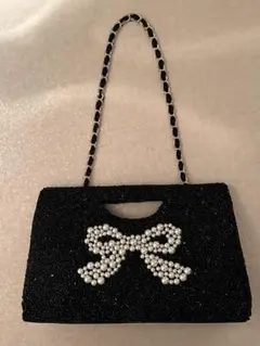 【美品】ロペピクニック パールりぼん♡ビーズ装飾 クラッチバッグ ショルダー