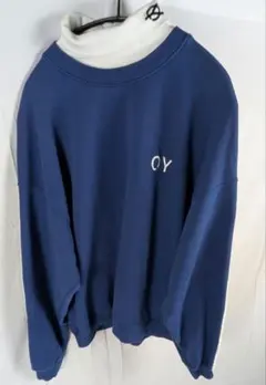 OYオーワイ レイヤード スウェット 青 トレーナー 袖ボア 重ね着風 韓国 1