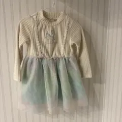 ユニコーン刺繍アイボリーワンピース　女の子　100センチ