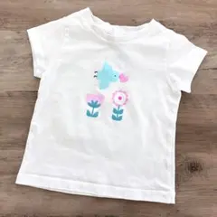 Jacadi♡半袖Tシャツ ホワイト 鳥 花柄 水色 ピンク/24M 88cmのサムネイル