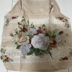花柄エコバッグ ベージュ