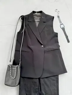 BEAUTY&YOUTH ポリエステルツイル スリーブレスジャケット M 黒