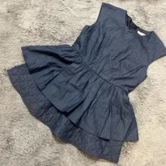 JUSGLITTY ジャスグリッティー ペプラムブラウス パール　ネイビー