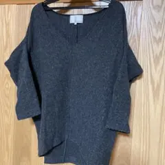 美品GOUT COMMUNグレー変形型七部袖ニット38