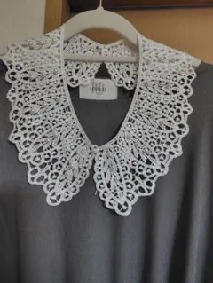 新品！ホワイトレースつけ襟 小型のパール付き フリーサイズ