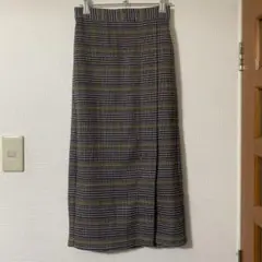 チェック柄タイトロングスカート