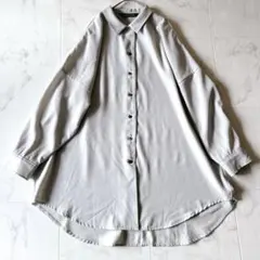 mizuiro ind ツイルワイドシャツチュニック ライトグレー ゆったり
