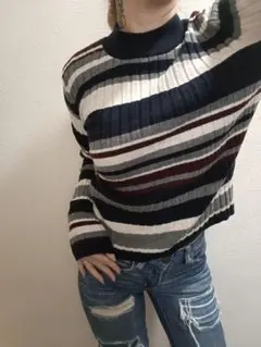 SENSE OF PLACE ストライプニットセーター FREEサイズ
