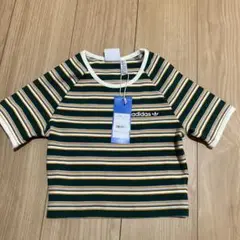 adidas ストライプ クロップドTシャツ