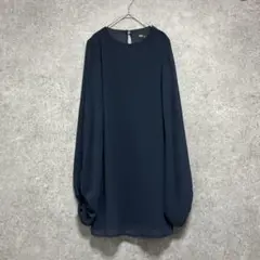 asos バルーン袖　シフォンスリーブブラウス ネイビー ブルー 青