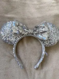 ミニーマウス スパンコールカチューシャ シルバー