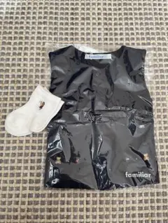 【新品・未開封】familiar ベビーベスト 70 紺　靴下付き