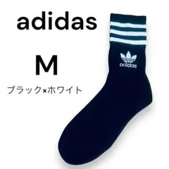 【新品】 アディダス 【M】 ブラック×ホワイト 1足 クルーソックスのサムネイル