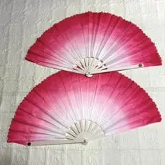 太極拳 武術 演武用 扇　ピンク一対（両手用）